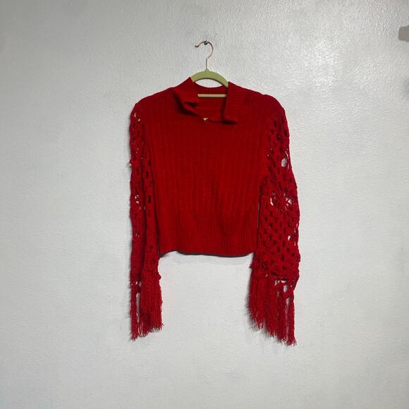 Michael Simon Red Cropped Sample Vintage Sweater Sz M - Picture 2 of 12